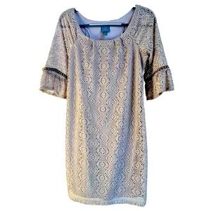 Rabbit Rabbit Rabbit Designs lined crochet look dress in sand